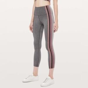 Lululemon Tank A Hint Heathered Black Gray 7/8 Athleisure Stretch Leggings 4